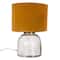 Hello Honey® 14" Modern Table Lamp with Glass Base & Mustard Yellow Velvet Shade